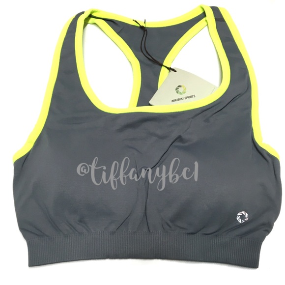 ❤️SOLD❤️ Rock Gray Neon Yellow Racerback Sport Bra - Picture 5 of 11